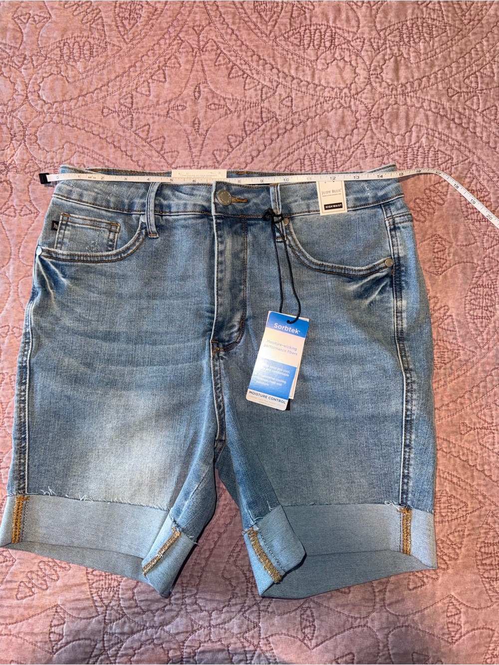 Judy Blue Light Wash High-Rise Rolled Hem Denim Shorts - Picture 3 of 13
